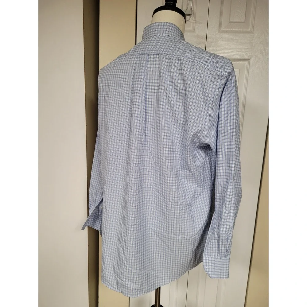 Jos. A. Bank Travelers Collection Mens Blue Plaid Button Down Shirt 16-34 Cotton